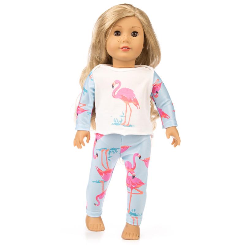 Cute Printing Pajamas Suit Doll Clothes for 18 Inches Girl Doll Accessories Kid's Birthday Gift