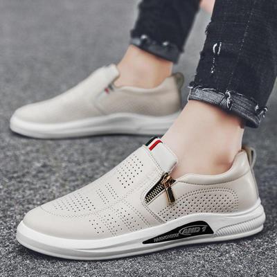 2022 Sommer Business Leder Herren Anzugschuhe Mann Slipper Mokassins Atmungsaktive Sandalen Slip On Schwarz Fahrschuhe Zapatillas