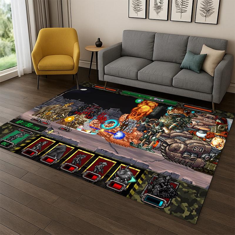 Retro Game Metal Slug Cartoon Carpet Rug for Playroom Bedroom Living Room Sofa Home Decor,kid Game Area Rug Non-slip Floor Mat
