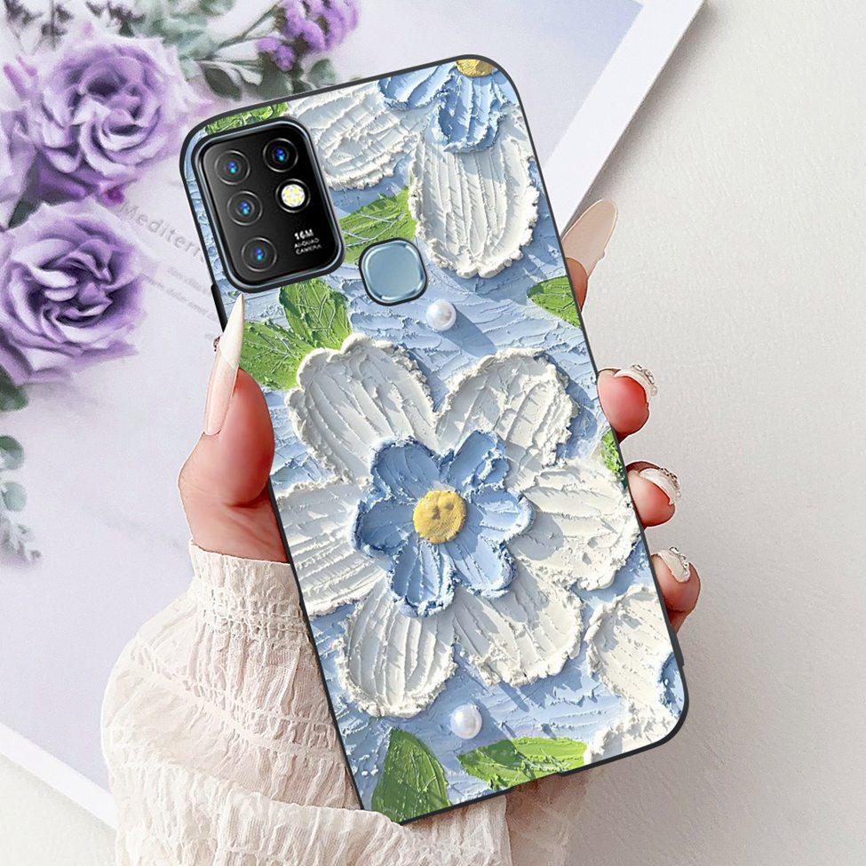 For Infinix Hot 10 Case Silicone Cute Cat Fashion Flowers Luxury Painted Back Cover For Inifnix Hot 10 Phone Case X682B X682C