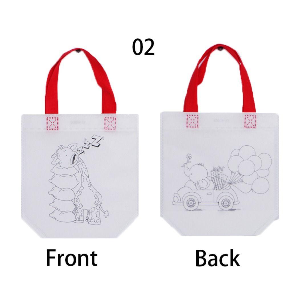 

DIY Нетканая сумка для граффити, двухсторонняя дошкольного образования, игрушки для рисования детей Elephants and Giraffes