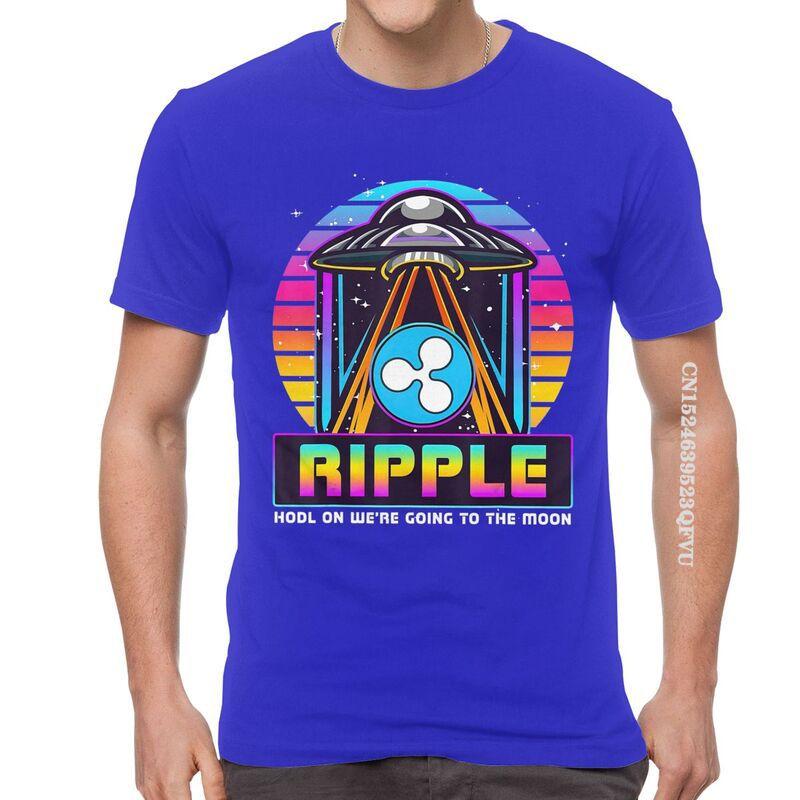 Mens Ripple XRP HODL On We Are Going To The Moon T Shirts Vaporwave Bitcoin Tshirt Hip Hop T Shirt Cotton Oversized Tee Tops