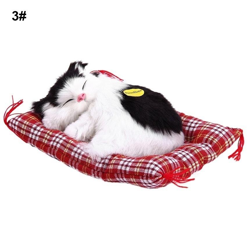 Lovely Simulation Animal Doll Plush Sleeping Cats Toy with Sound Kids Toy Birthday Gift Doll Decorations Stuffed Toys