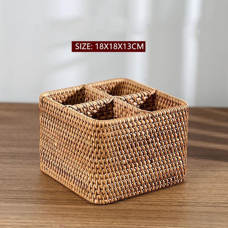 1PC Handmade Woven Fruit Basket Exquisite Snack and Fruit Tray Large-sized Rattan Snack Storage Basket Kitchen Bread Basket