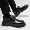 New leather shoes men's black low-top British style tooling boots platform-soled fashion versatile casual trendy shoes fashion leather shoes