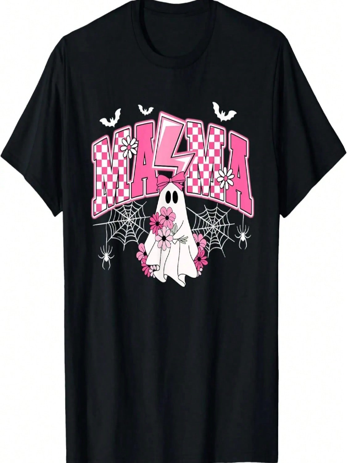 Retro Mama Ghost Bow Coquette Flowers Funny Halloween T-Shirt S разноцветный