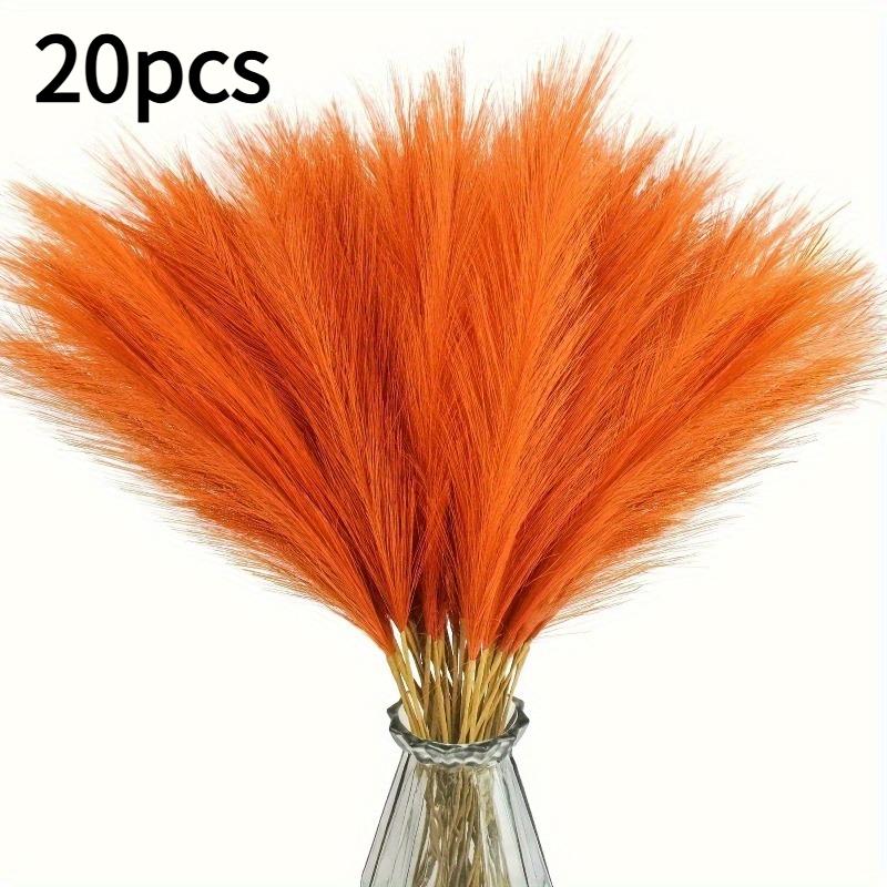 20pcs Vivid Orange Imitation Pampas Grass Set - 22 Inches High for Bohemian Home and Wedding Decor, No Vase Included