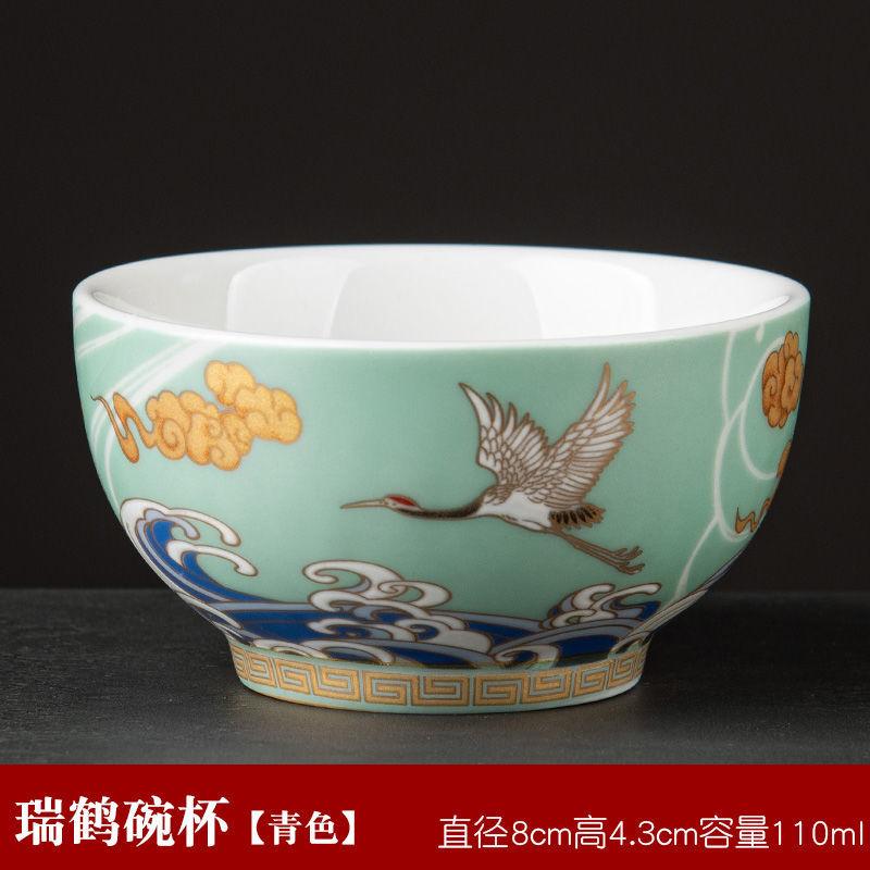New Crane Cup Colorful Tea Cup Enamel Teacup Ceramic Chinese Kung Fu Tea Set Luxuriant Master Cup Enamel Ceremonial Cup Tea