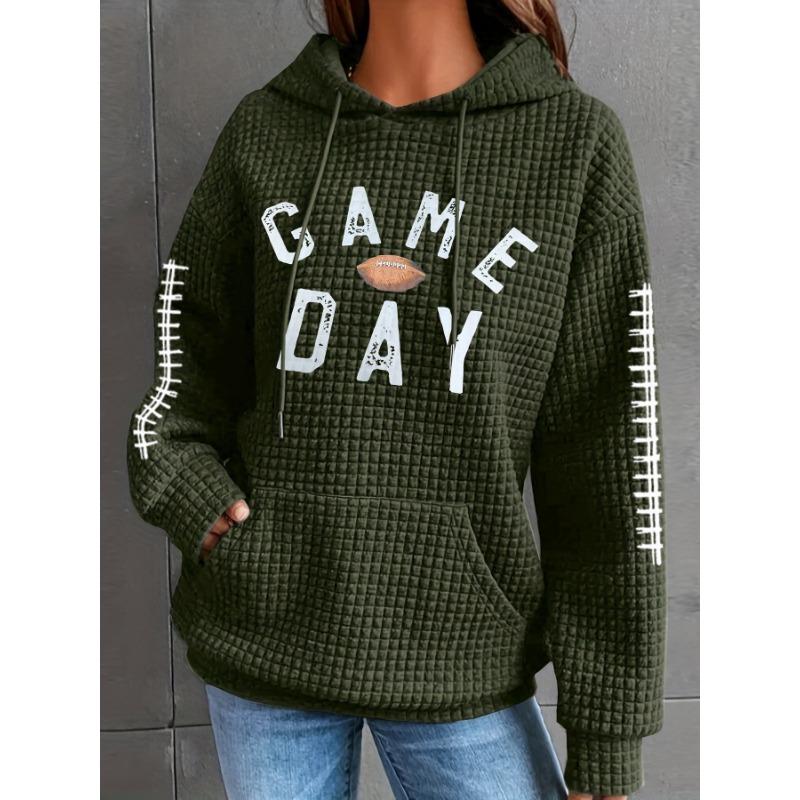 Fashion personality waffle round neck long-sleeved sweater women, autumn and winter loose and warm ladies pullover sweater hoodie comfortable