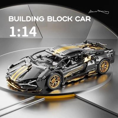 Technic Sportovní auto Stavebnice Hračky 1:14 Černozlatá MOC Stavebnice Model Závodního Auta Superauta jako Narozeninové Dárky pro Kluky a Dospělé