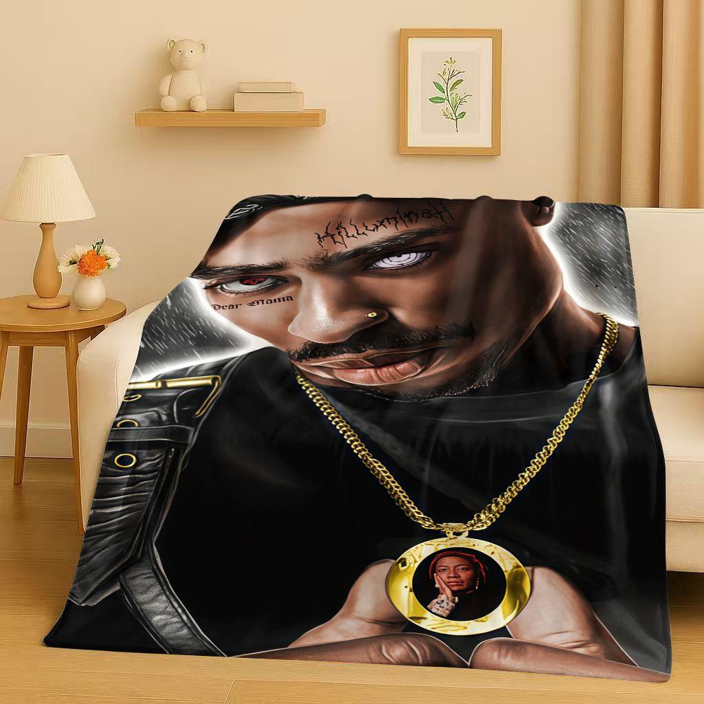 3D Rap Tupac 2pac Hip-Hop Music Rapper Catnap Flannel Blanket,Soft Plush Throw for Home Bedroom Bed Sofa Cover Kid Gift Picnic