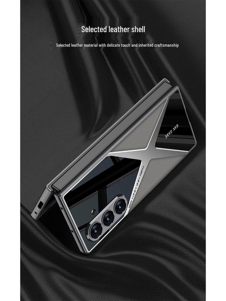 Schutzhülle aus galvanisiertem Leder für Samsung Z Fold7 – stoßfest, elegant und robust für Herren