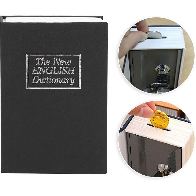 Mini Simulation Book Security Lock, Saving Money Box Storage Box Money Cash Jewelry Security Lock Case with Keys for Home Office