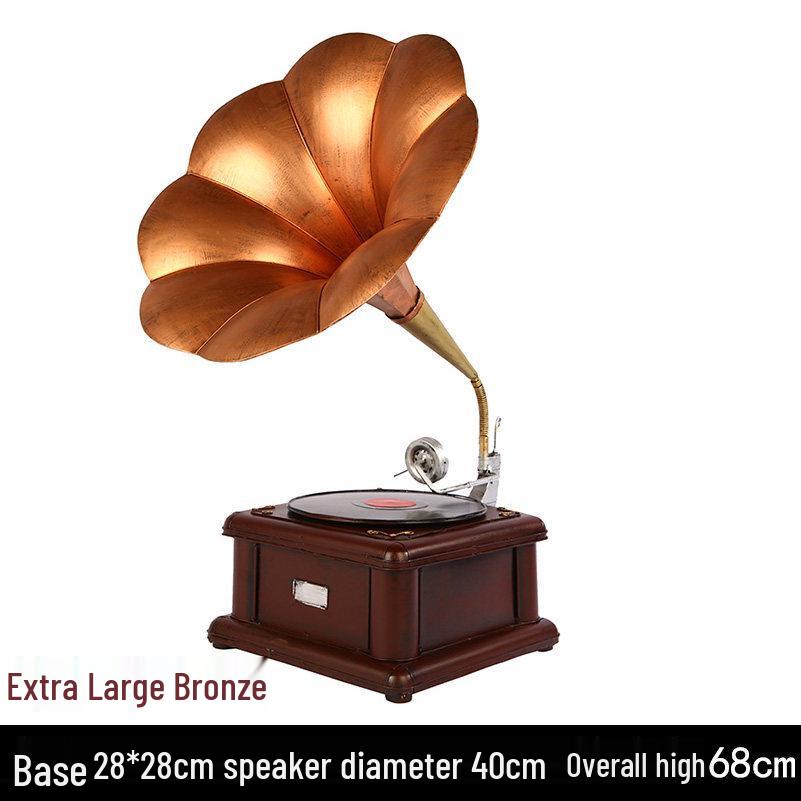 Vintage European-Style Gramophone Ornament: Nostalgic Record Model for Living Room or Wine Cabinet Decor