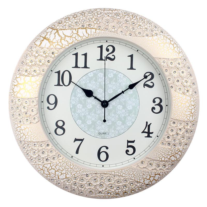 45CM Retro Muslim Clock Living Room Decoration Diamond Hot Stamping Silver Simple Wall Clock Light Luxury Personalized Clock
