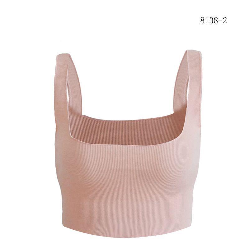 

2023 European and American Women s Fashion Sources: Sporty Ribbed Solid Color Camisole, Versatile Short Top for Spring and Summer 8138-2 Pink M