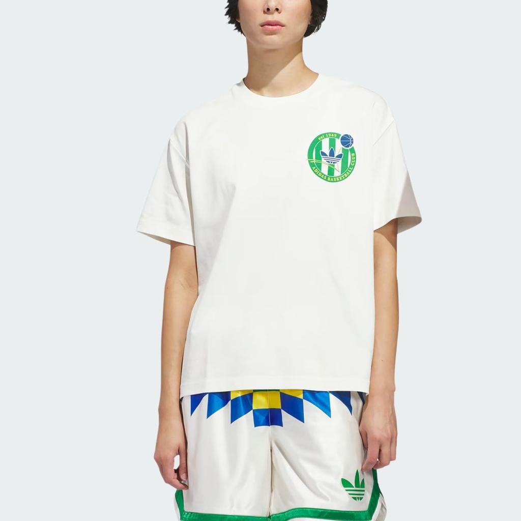 adidas Originals Basketball Crest Loose Fit Round Neck Sports Short Sleeve T-Shirt Unisex Tops KD3615