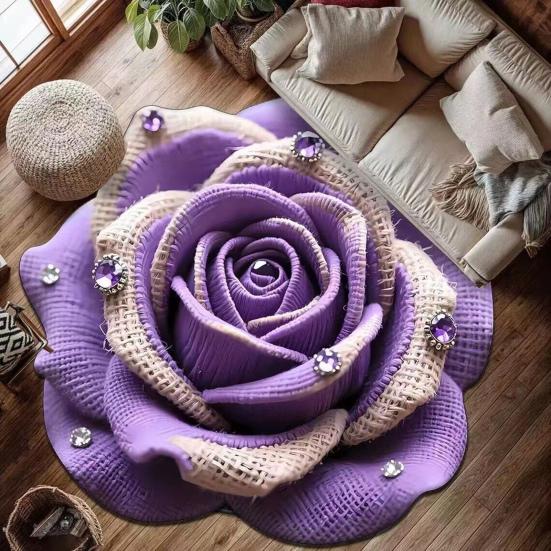 Pluche 3D Bloementapijt Decoratief Absorberend Kleed Sneldrogend Tapijt Zachte Hoogpolige Antislip Mat voor Badkamer Slaapkamer Woonkamer