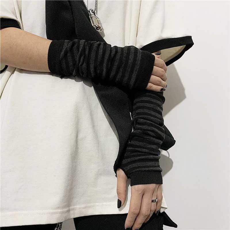 Women's Rainbow Stripe Half-Finger Cotton Dance Gloves with Sun Protection