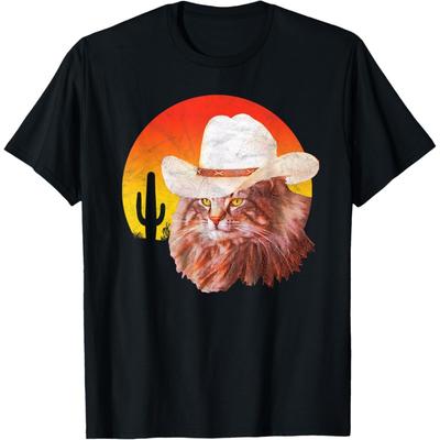 Meowdy! Funny Country Music Cat Cowboy Hat Distressed T-Shirt