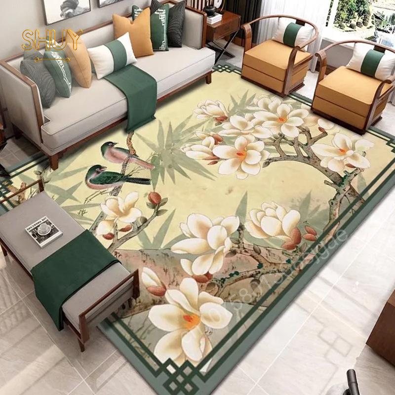 Vintage Neo Chinese Carpet 180x280cm Luxury Felt Rug Non-slip Living Room Decoration Aesthetic High Quality