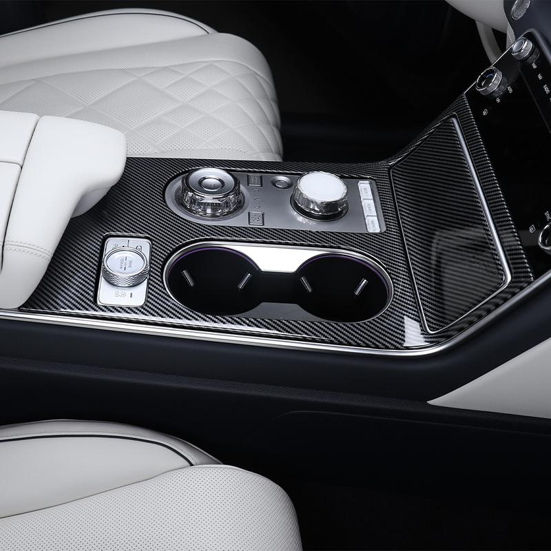 Carbon Fiber Central Console Gear Water Cup Panel Frame Cover Trim For Genesis GV80 2025 2026 LHD Car Tuning Supplies