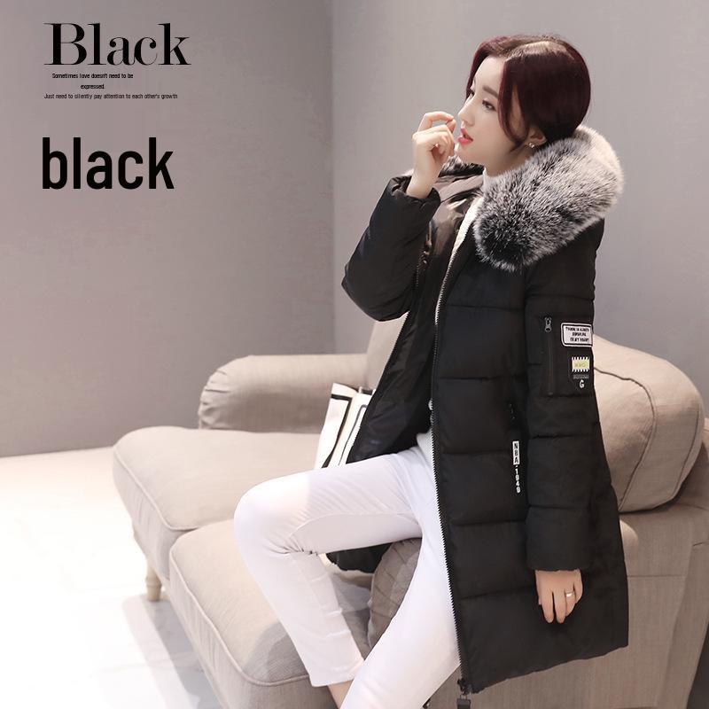 Women's Mid-Length Korean Style Hooded Cotton Coat - Winter Fashion, Slim Fit, Large Size