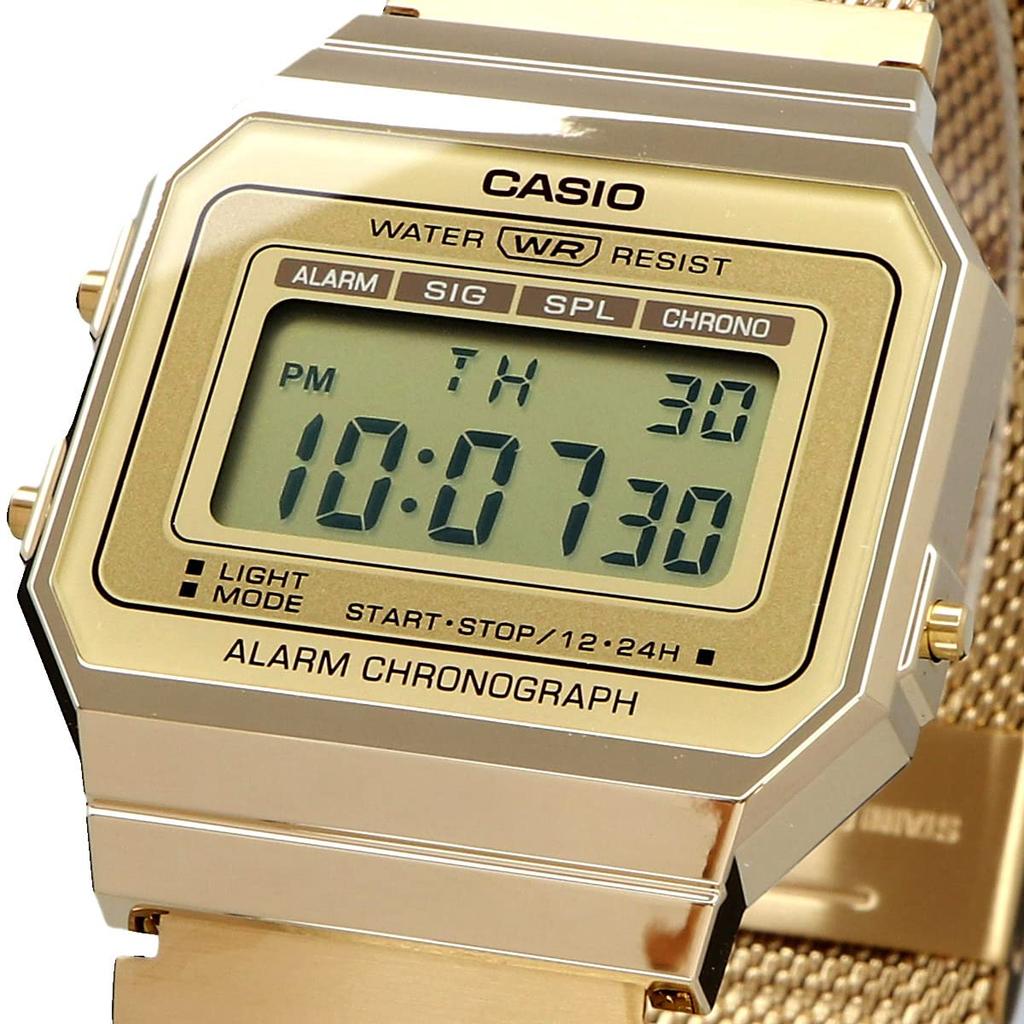 Casio Standard A700WMG-9A Watch for Men, Women, and Kids, Boys and Girls, Digital Date Display, Gold Mesh, Overseas Model [Parallel Import]