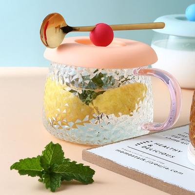 With Spoon Holder Silicone Cup Cover Round Heat-Resistant Lid Water Cup Lid Leak-Proof Anti-dust Coffee Mug Sealed Cap