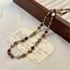French Maillard Tiger Eye Pearl Beaded Choker Necklace - Elegant, Retro, High-End Feel
