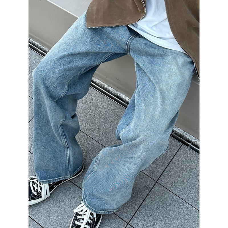 New Loose Straight Washed Jeans Spring and Autumn Boys and Girls Versatile Casual Trend Long Pants