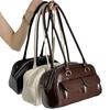 Korean Retro Large-Capacity Bowling Handbag with Small Pocket Design for Women