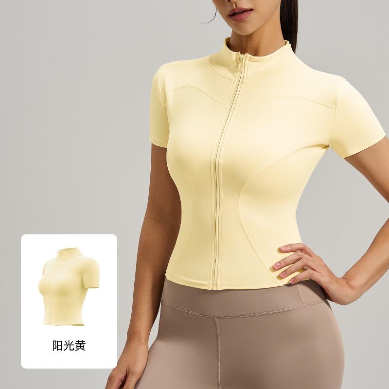 Women S Short Sleeve Tight Stand Collar Yoga Sports Jacket