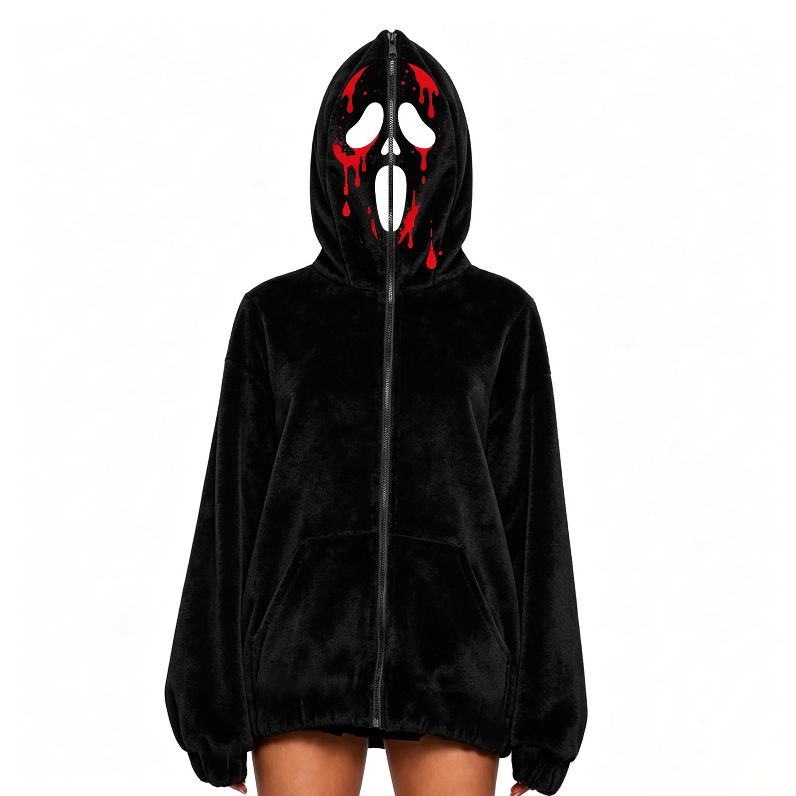 Women s Casual Halloween Hoodie with Pumpkin and Letter Print S