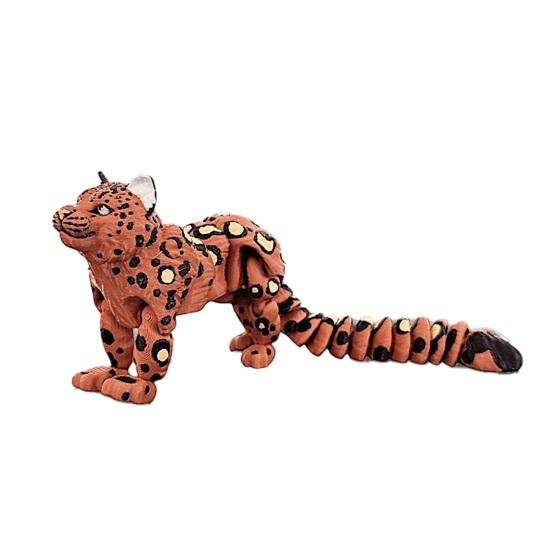3D Printed Animal Model Realistic Snow Leopard Figurine with Flexible Joint Articulated S коричневый