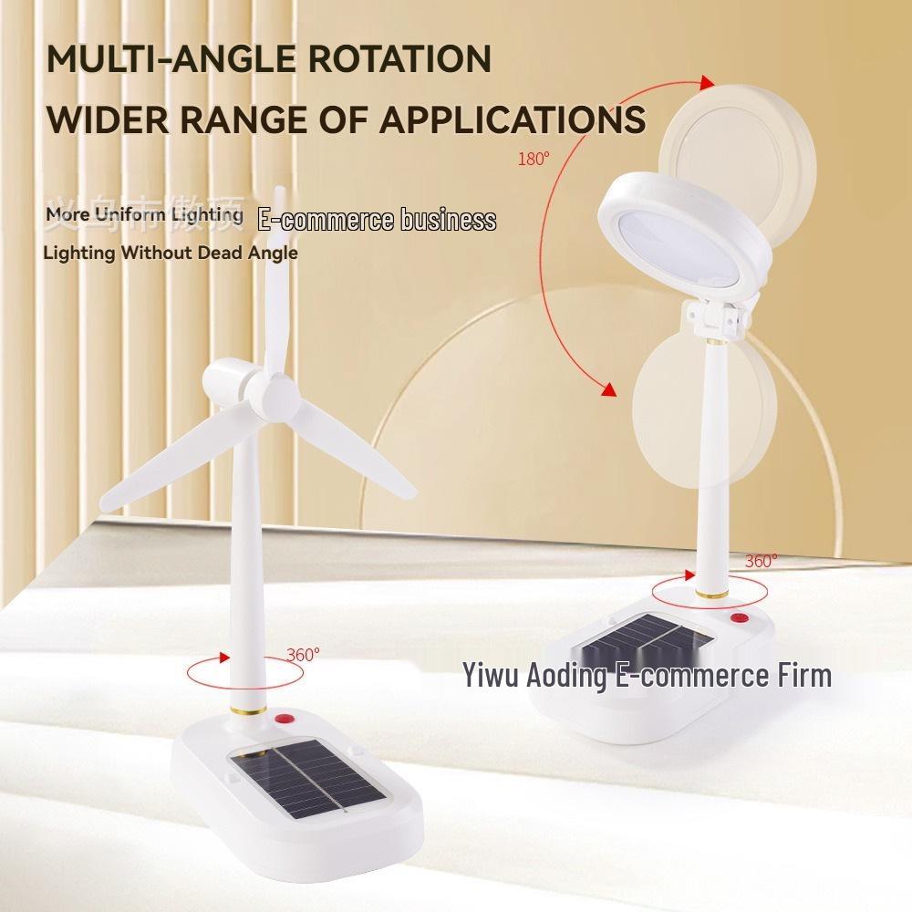 Solar-Powered LED Desk Lamp & Fan with Eye Protection for Children's Bedroom