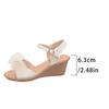 Fashion Women's Mesh Bow Knot High Heel Sandals Casual Anti-Slip Platform Wedge Sandal Female New Round Toe Thick Bottom Sandalias Mujer