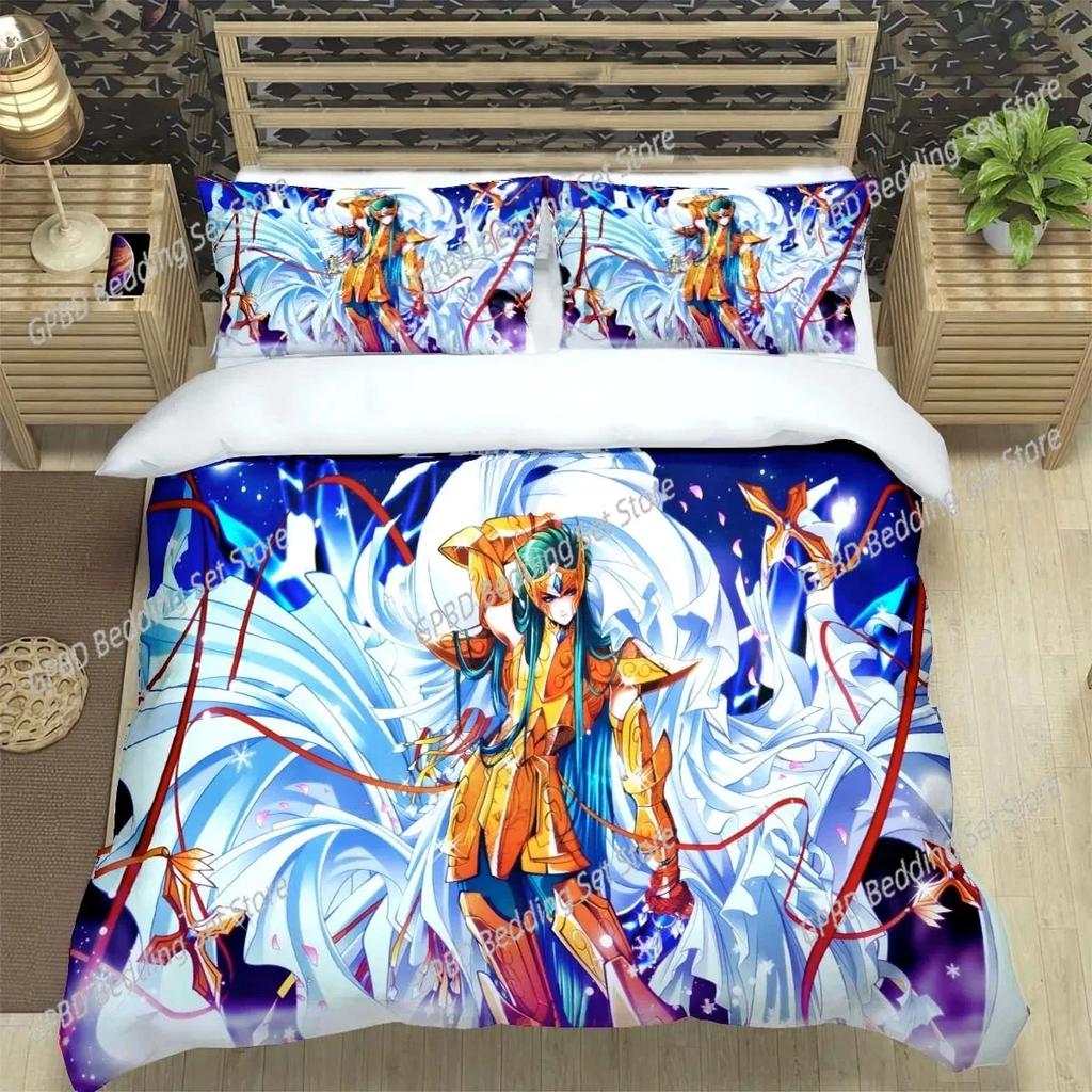 Comforter Saint Seiya 3D Bedding Set Black Comforter King Queen Size Polyester