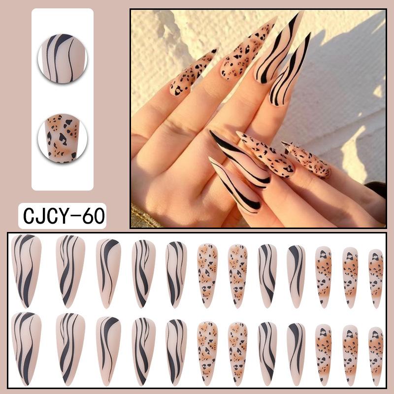 24Pcs Marble Gradient Long Coffin False Nails Detachable Wearable Gold Foil Ballerina Fake Nails Full Cover Nail Tips Press Glue