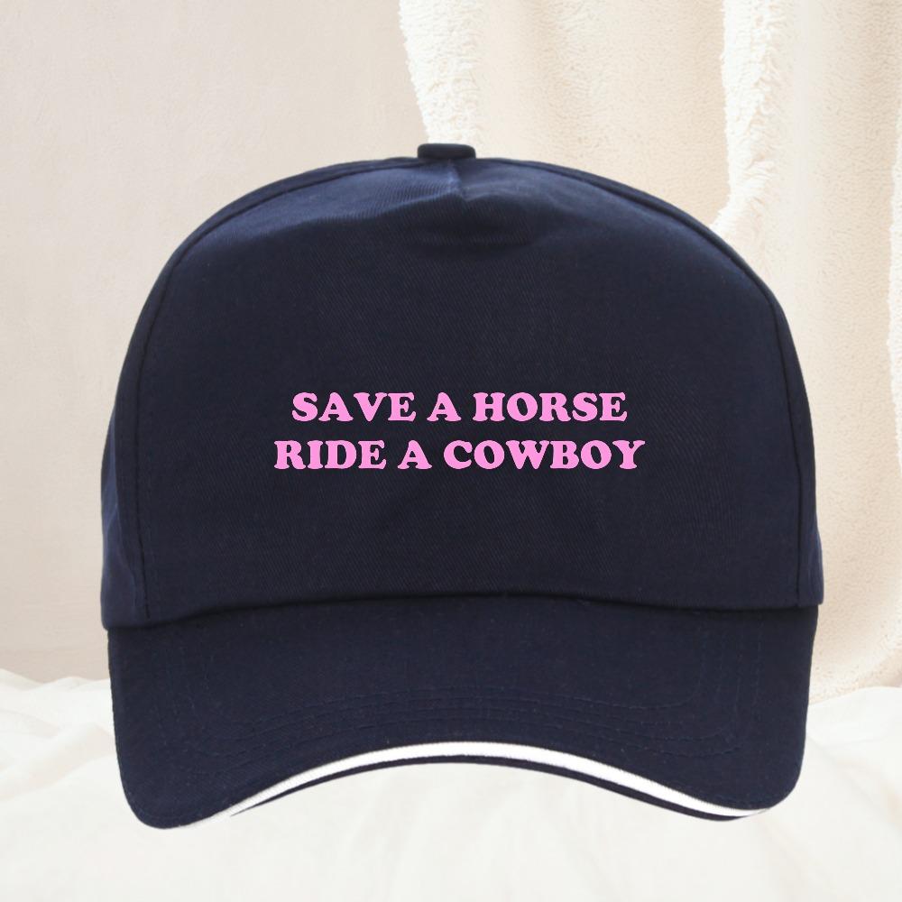 Salva un Cavallo Cavalca un Cowboy Cappellino da Baseball Unisex Moda Donna regolabile Unisex Cappello Snapback di Alta Qualità