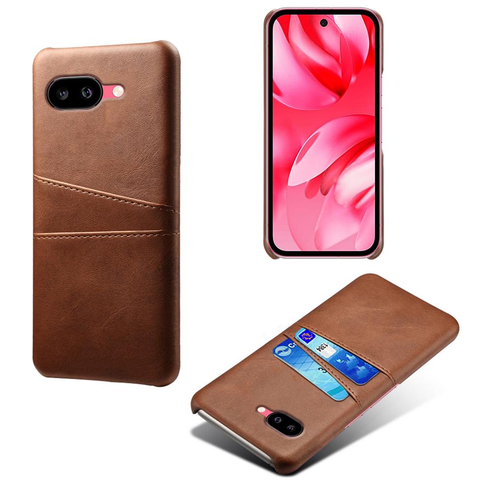 For Google Pixel 9a Case Dual Card Slots PU Leather + Hard PC Phone Cover