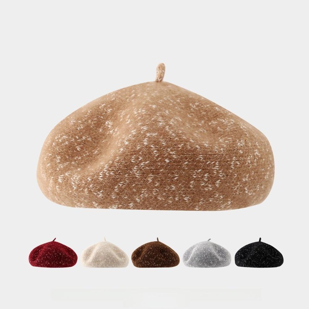 Knitted Painter Cap Wool Blend Pumpkin Beanie Vintage Beret Hat