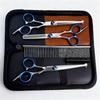 Portable Pet Grooming Scissor Set: Flat & Curved Hairdressing Tools