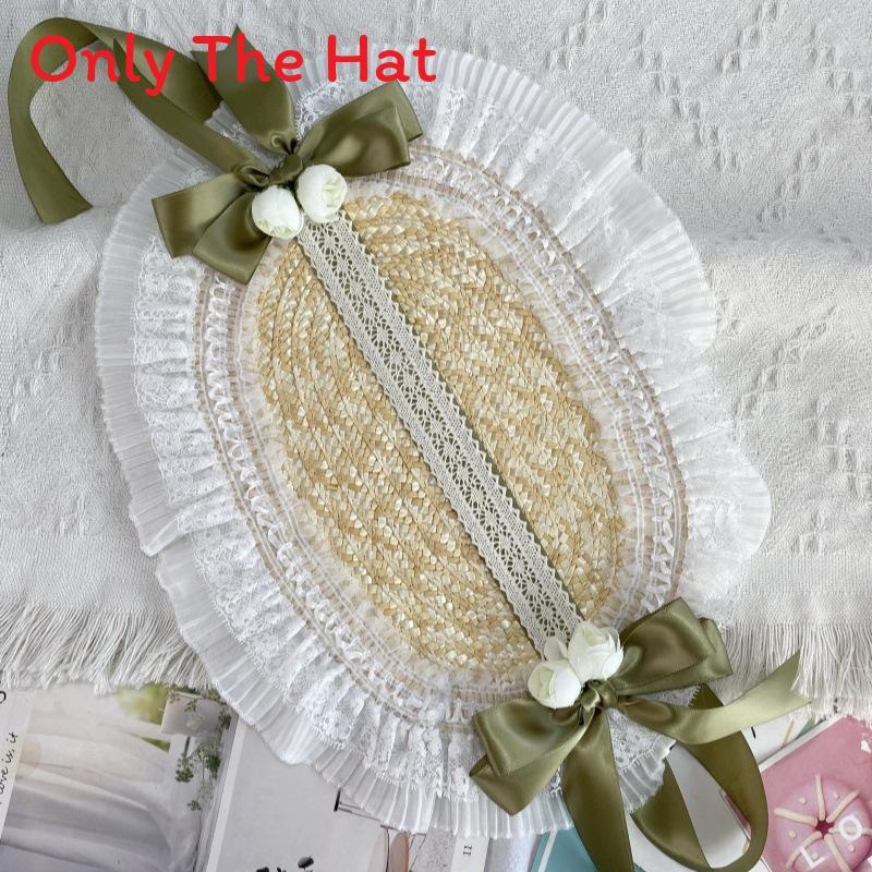 

Boho Straw Hat With Floral Embellishments And Butterfly Bow For Summer Festival Wear LightGreen