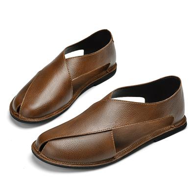 Fashion Genuine Leather Men's Sandals Beach Shoes Slippers High Quality Non-slip Men Casual Breathable Summer Footwear Mens Outdoor Shoe