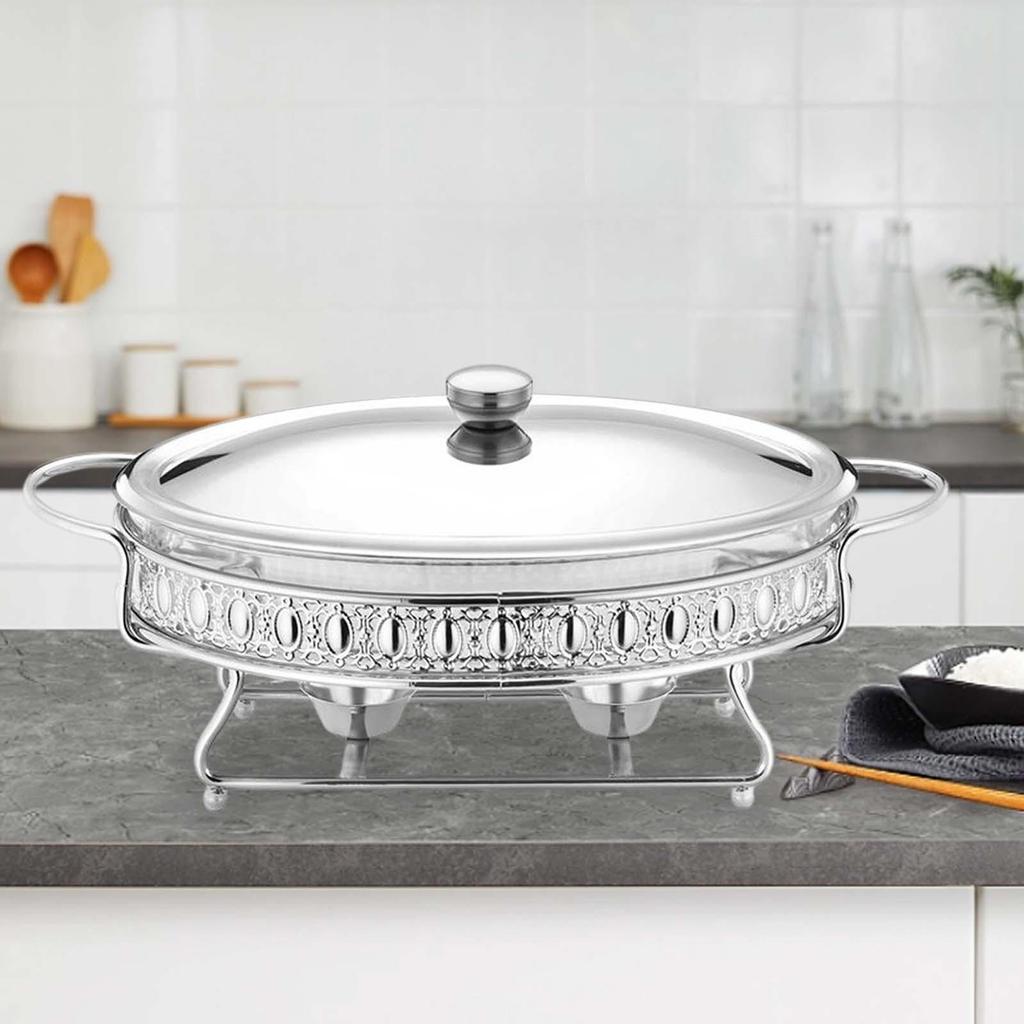 Catering Food Warmer Round Chafing Dish and Holder Buffet Set for Soup Stock Pots Event