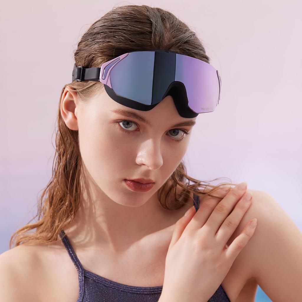 WATERTIME Swimming Goggles for Large High Permanent UV Full Clear Angle Suitable for Competitive and Leisure Swimming Adults, Unisex, Frame, Vision,