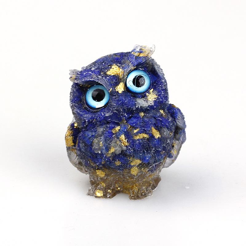 1PCS Natural Crystal Stone Gravel Owl Animal Crafts Hand Made Small Figurines DIY Resin Table Decor Home Decor Collect Gifts