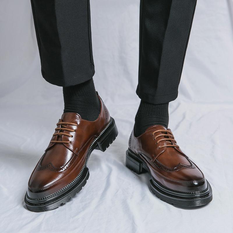 Brogue Leather Shoes Luxury Busniess Shoes Men Formal Dress Oxfords Office Shoes Gentleman Dinner Shoes Schoenen Heren