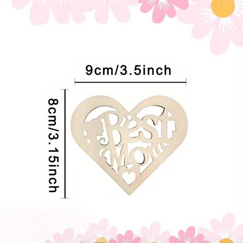 24pcs Wooden Heart Shape Diy Craft Ornaments with Twine String Clothes Great for Home Decor and Party Favor Mother's Day Gift